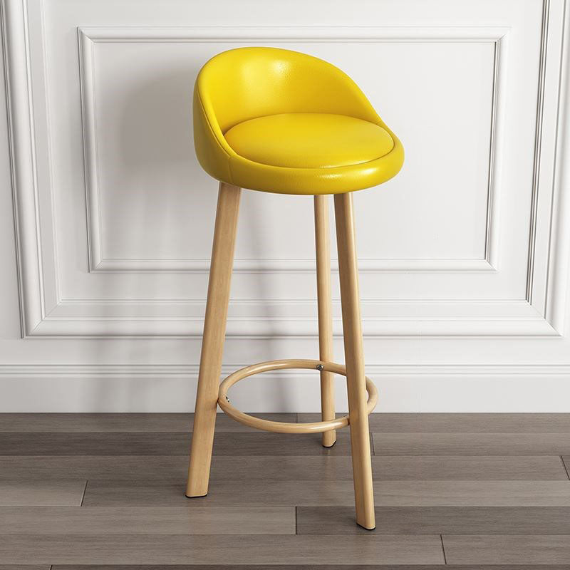 Modern Home Low Back Barstool Matte Finish Upholstered Stools Yellow Natural 1 Piece Clearhalo 'Bar Furniture' 'Bar Stools' 'bar_stools' 'furn' 'furn_bar_stools' 'Furniture' 'Kitchen & Dining Furniture' 5617542