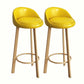 Modern Home Low Back Barstool Matte Finish Upholstered Stools Yellow Natural 2 Piece Set Clearhalo 'Bar Furniture' 'Bar Stools' 'bar_stools' 'furn' 'furn_bar_stools' 'Furniture' 'Kitchen & Dining Furniture' 5617543