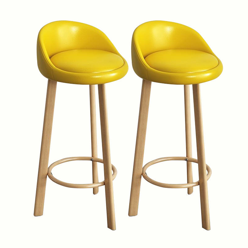 Modern Home Low Back Barstool Matte Finish Upholstered Stools Yellow Natural 2 Piece Set Clearhalo 'Bar Furniture' 'Bar Stools' 'bar_stools' 'furn' 'furn_bar_stools' 'Furniture' 'Kitchen & Dining Furniture' 5617543