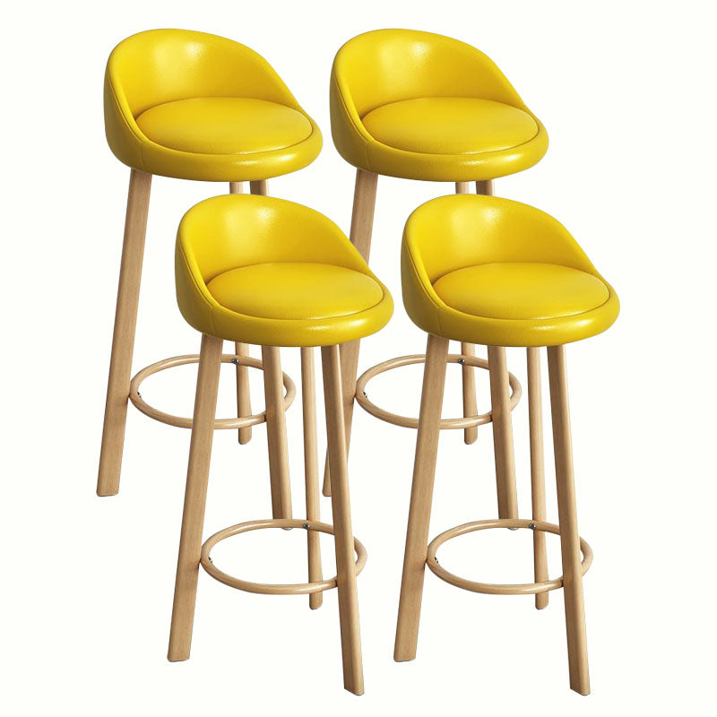 Modern Home Low Back Barstool Matte Finish Upholstered Stools Yellow Natural 4 Piece Set Clearhalo 'Bar Furniture' 'Bar Stools' 'bar_stools' 'furn' 'furn_bar_stools' 'Furniture' 'Kitchen & Dining Furniture' 5617544