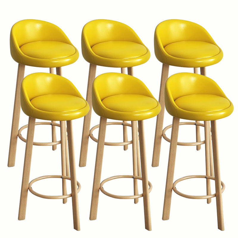 Modern Home Low Back Barstool Matte Finish Upholstered Stools Yellow Natural 6 Piece Set Clearhalo 'Bar Furniture' 'Bar Stools' 'bar_stools' 'furn' 'furn_bar_stools' 'Furniture' 'Kitchen & Dining Furniture' 5617545