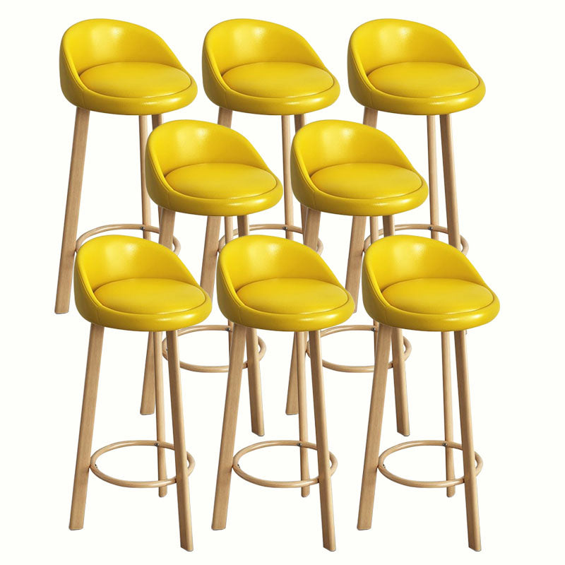 Modern Home Low Back Barstool Matte Finish Upholstered Stools Yellow Natural 8 Piece Set Clearhalo 'Bar Furniture' 'Bar Stools' 'bar_stools' 'furn' 'furn_bar_stools' 'Furniture' 'Kitchen & Dining Furniture' 5617546