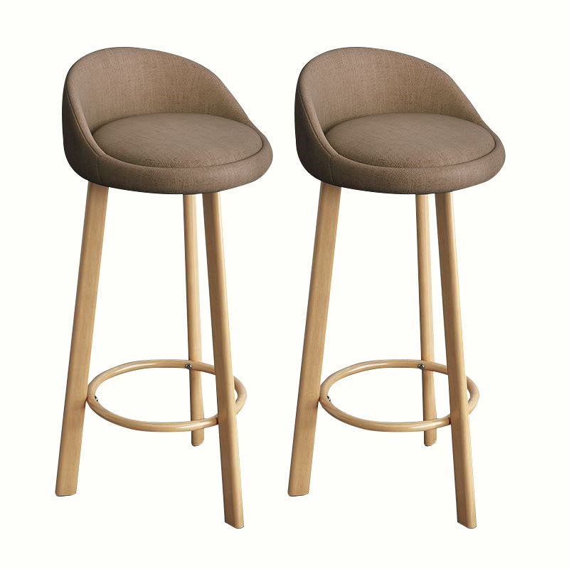 Modern Home Low Back Barstool Matte Finish Upholstered Stools Brown Natural 2 Piece Set Clearhalo 'Bar Furniture' 'Bar Stools' 'bar_stools' 'furn' 'furn_bar_stools' 'Furniture' 'Kitchen & Dining Furniture' 5617548
