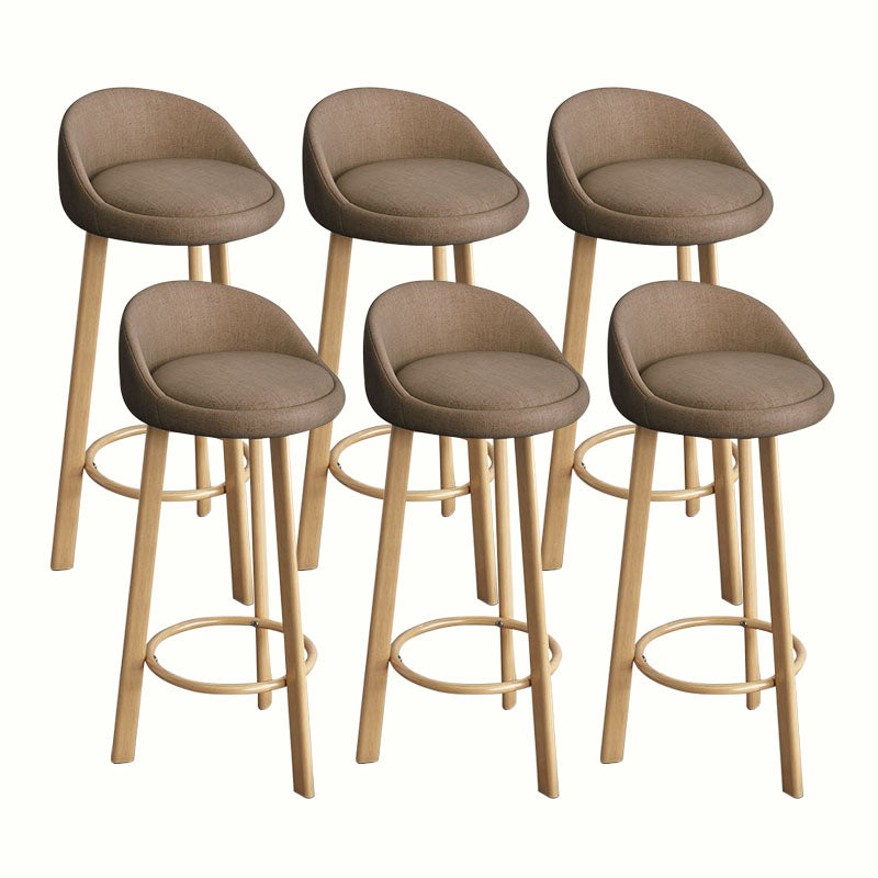 Modern Home Low Back Barstool Matte Finish Upholstered Stools Brown Natural 6 Piece Set Clearhalo 'Bar Furniture' 'Bar Stools' 'bar_stools' 'furn' 'furn_bar_stools' 'Furniture' 'Kitchen & Dining Furniture' 5617550