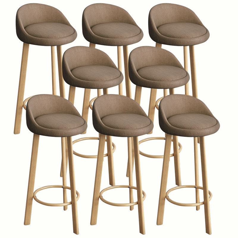 Modern Home Low Back Barstool Matte Finish Upholstered Stools Brown Natural 8 Piece Set Clearhalo 'Bar Furniture' 'Bar Stools' 'bar_stools' 'furn' 'furn_bar_stools' 'Furniture' 'Kitchen & Dining Furniture' 5617551
