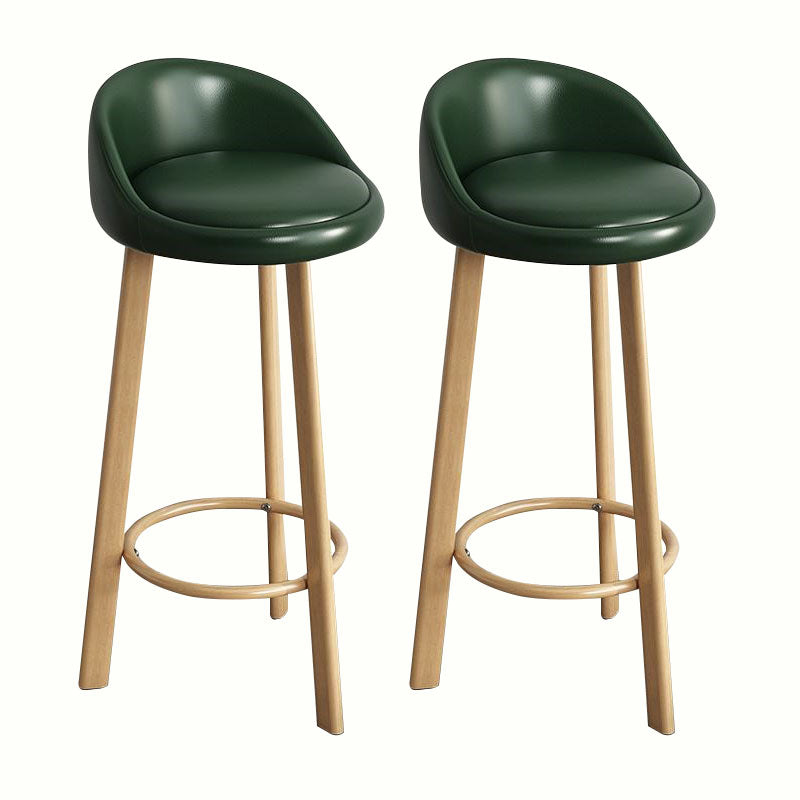 Modern Home Low Back Barstool Matte Finish Upholstered Stools Blackish Green Natural 2 Piece Set Clearhalo 'Bar Furniture' 'Bar Stools' 'bar_stools' 'furn' 'furn_bar_stools' 'Furniture' 'Kitchen & Dining Furniture' 5617558
