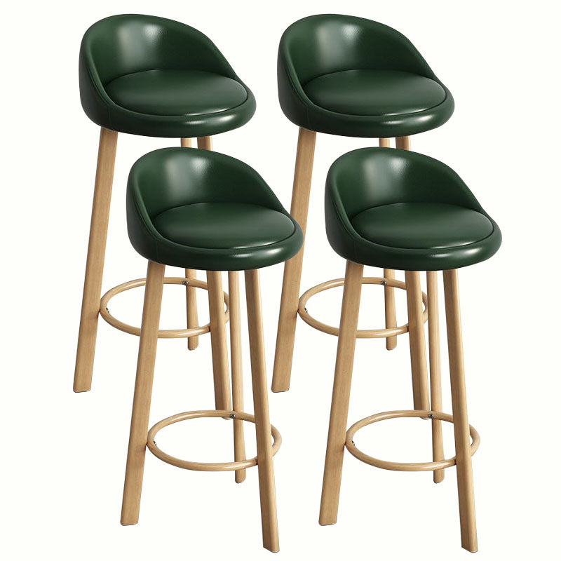 Modern Home Low Back Barstool Matte Finish Upholstered Stools Blackish Green Natural 4 Piece Set Clearhalo 'Bar Furniture' 'Bar Stools' 'bar_stools' 'furn' 'furn_bar_stools' 'Furniture' 'Kitchen & Dining Furniture' 5617559