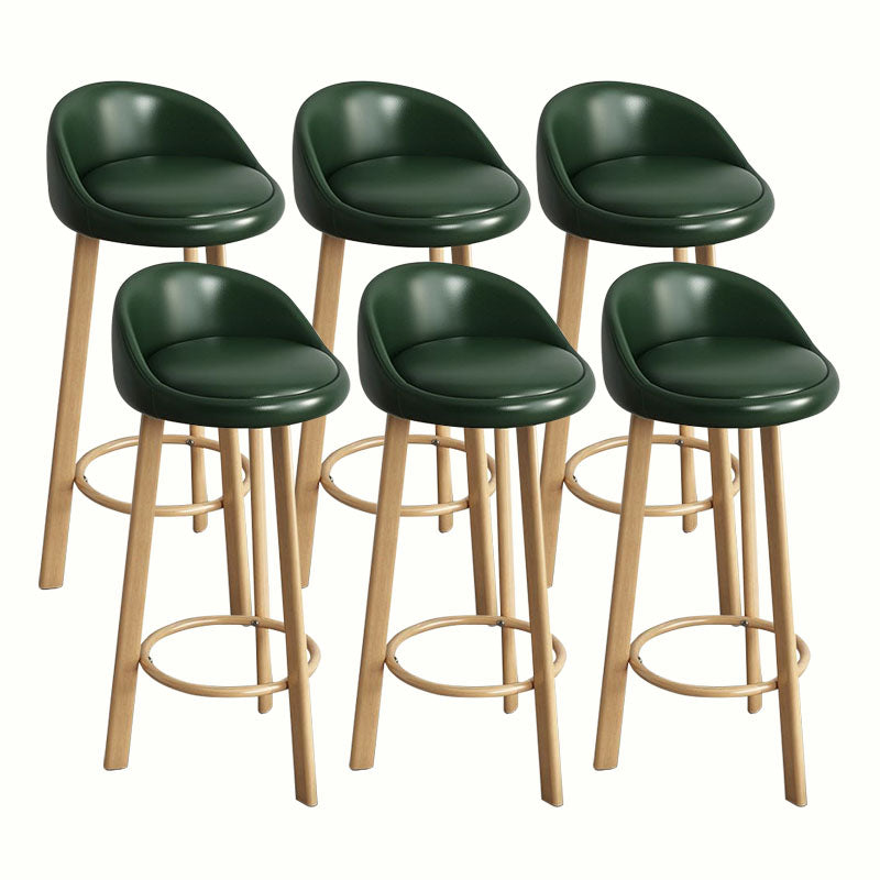 Modern Home Low Back Barstool Matte Finish Upholstered Stools Blackish Green Natural 6 Piece Set Clearhalo 'Bar Furniture' 'Bar Stools' 'bar_stools' 'furn' 'furn_bar_stools' 'Furniture' 'Kitchen & Dining Furniture' 5617560