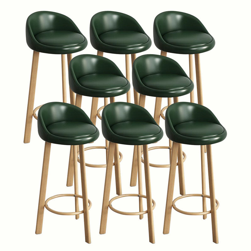 Modern Home Low Back Barstool Matte Finish Upholstered Stools Blackish Green Natural 8 Piece Set Clearhalo 'Bar Furniture' 'Bar Stools' 'bar_stools' 'furn' 'furn_bar_stools' 'Furniture' 'Kitchen & Dining Furniture' 5617561