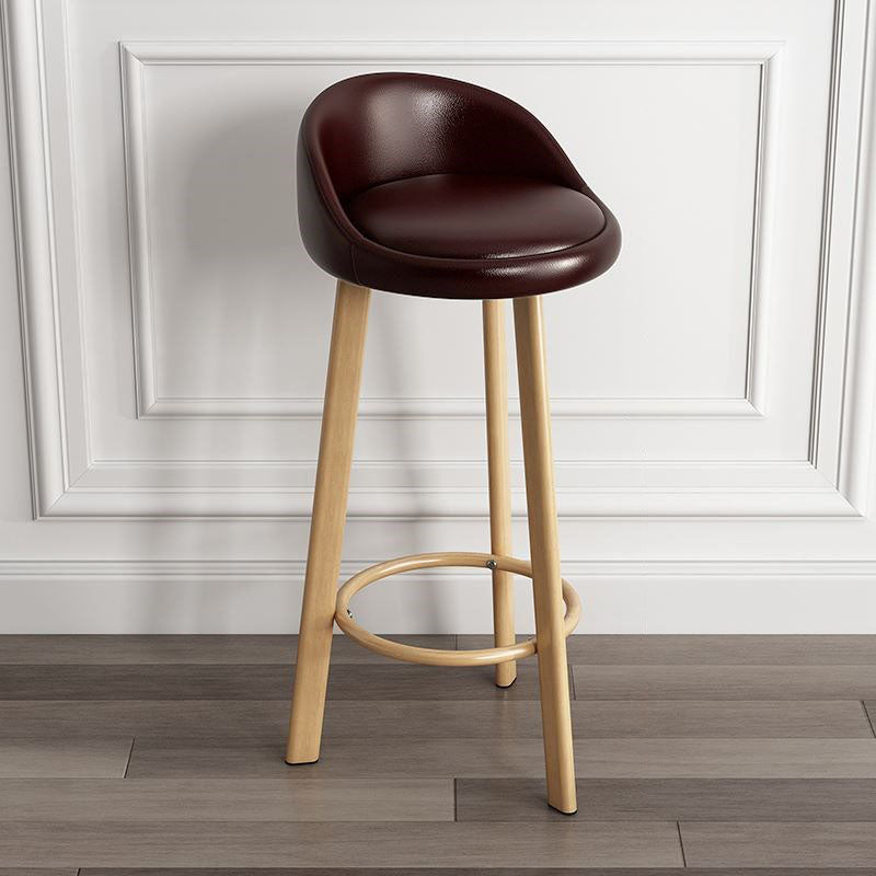 Modern Home Low Back Barstool Matte Finish Upholstered Stools Dark Brown Natural 1 Piece Clearhalo 'Bar Furniture' 'Bar Stools' 'bar_stools' 'furn' 'furn_bar_stools' 'Furniture' 'Kitchen & Dining Furniture' 5617567