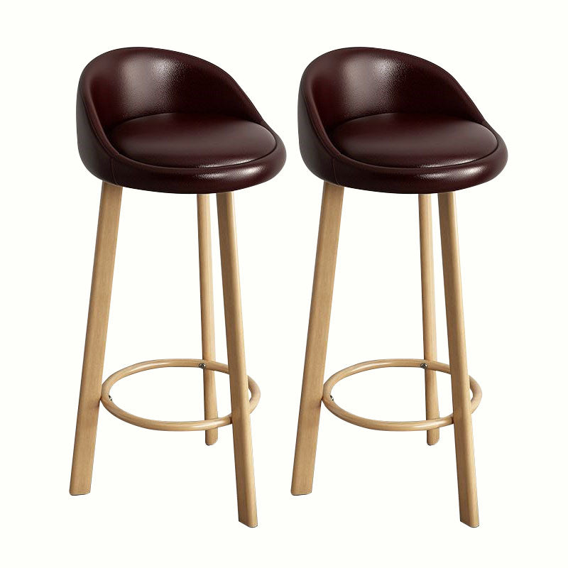 Modern Home Low Back Barstool Matte Finish Upholstered Stools Dark Brown Natural 2 Piece Set Clearhalo 'Bar Furniture' 'Bar Stools' 'bar_stools' 'furn' 'furn_bar_stools' 'Furniture' 'Kitchen & Dining Furniture' 5617568