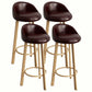 Modern Home Low Back Barstool Matte Finish Upholstered Stools Dark Brown Natural 4 Piece Set Clearhalo 'Bar Furniture' 'Bar Stools' 'bar_stools' 'furn' 'furn_bar_stools' 'Furniture' 'Kitchen & Dining Furniture' 5617569