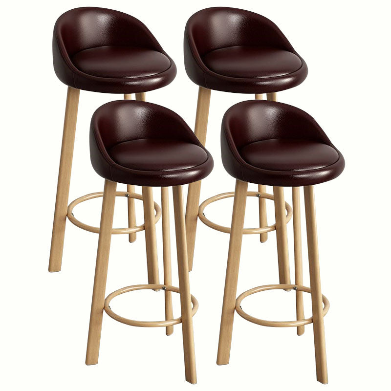 Modern Home Low Back Barstool Matte Finish Upholstered Stools Dark Brown Natural 4 Piece Set Clearhalo 'Bar Furniture' 'Bar Stools' 'bar_stools' 'furn' 'furn_bar_stools' 'Furniture' 'Kitchen & Dining Furniture' 5617569