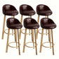 Modern Home Low Back Barstool Matte Finish Upholstered Stools Dark Brown Natural 6 Piece Set Clearhalo 'Bar Furniture' 'Bar Stools' 'bar_stools' 'furn' 'furn_bar_stools' 'Furniture' 'Kitchen & Dining Furniture' 5617570