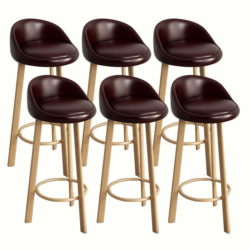 Modern Home Low Back Barstool Matte Finish Upholstered Stools Dark Brown Natural 6 Piece Set Clearhalo 'Bar Furniture' 'Bar Stools' 'bar_stools' 'furn' 'furn_bar_stools' 'Furniture' 'Kitchen & Dining Furniture' 5617570