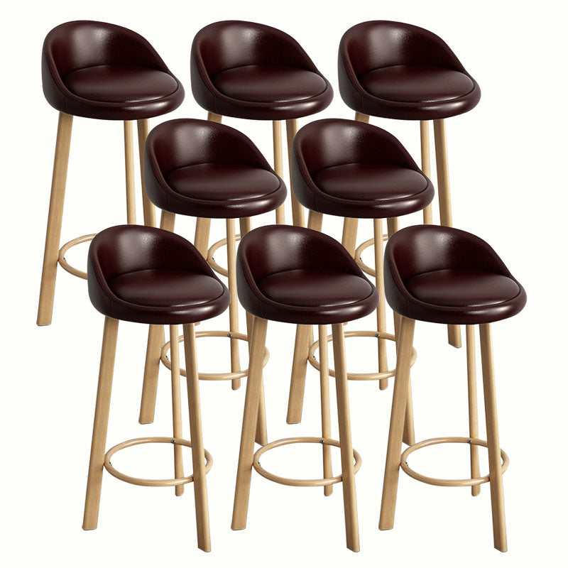 Modern Home Low Back Barstool Matte Finish Upholstered Stools Dark Brown Natural 8 Piece Set Clearhalo 'Bar Furniture' 'Bar Stools' 'bar_stools' 'furn' 'furn_bar_stools' 'Furniture' 'Kitchen & Dining Furniture' 5617571