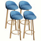 Modern Home Low Back Barstool Matte Finish Upholstered Stools Blue Natural 4 Piece Set Clearhalo 'Bar Furniture' 'Bar Stools' 'bar_stools' 'furn' 'furn_bar_stools' 'Furniture' 'Kitchen & Dining Furniture' 5617574