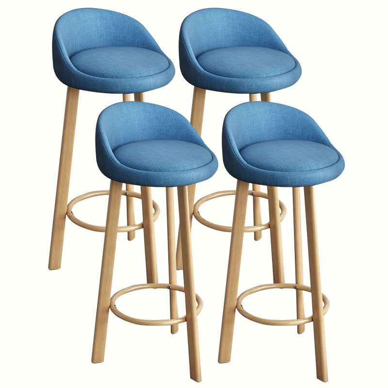 Modern Home Low Back Barstool Matte Finish Upholstered Stools Blue Natural 4 Piece Set Clearhalo 'Bar Furniture' 'Bar Stools' 'bar_stools' 'furn' 'furn_bar_stools' 'Furniture' 'Kitchen & Dining Furniture' 5617574