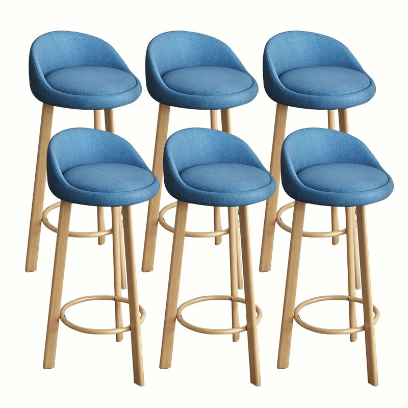 Modern Home Low Back Barstool Matte Finish Upholstered Stools Blue Natural 6 Piece Set Clearhalo 'Bar Furniture' 'Bar Stools' 'bar_stools' 'furn' 'furn_bar_stools' 'Furniture' 'Kitchen & Dining Furniture' 5617575