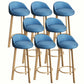 Modern Home Low Back Barstool Matte Finish Upholstered Stools Blue Natural 8 Piece Set Clearhalo 'Bar Furniture' 'Bar Stools' 'bar_stools' 'furn' 'furn_bar_stools' 'Furniture' 'Kitchen & Dining Furniture' 5617576