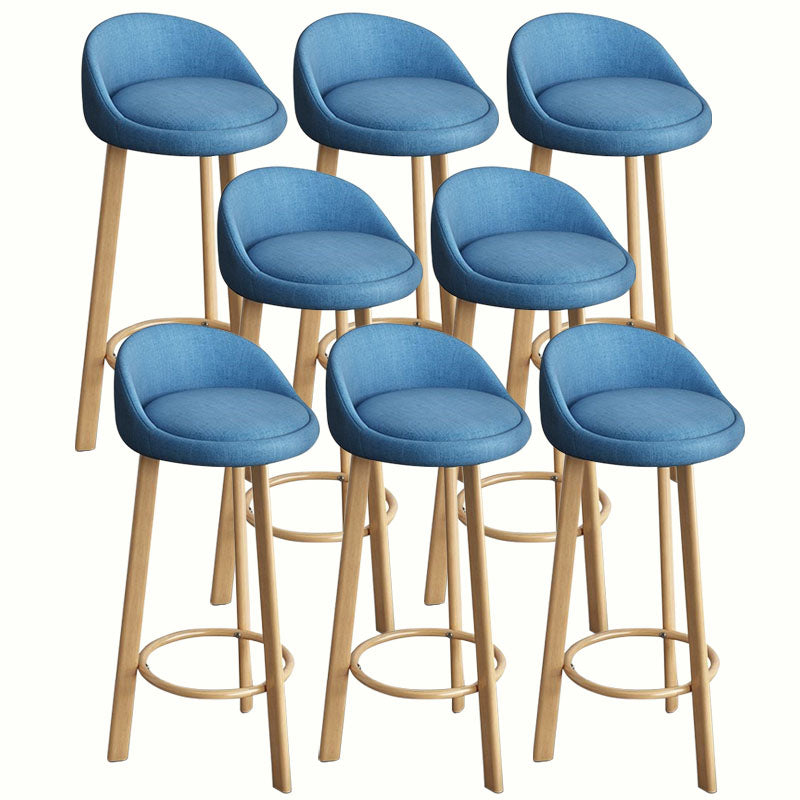 Modern Home Low Back Barstool Matte Finish Upholstered Stools Blue Natural 8 Piece Set Clearhalo 'Bar Furniture' 'Bar Stools' 'bar_stools' 'furn' 'furn_bar_stools' 'Furniture' 'Kitchen & Dining Furniture' 5617576