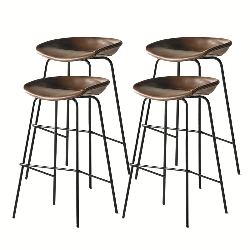 Zeitgenössischer mattes Finish Leder Barstool Low Back Coffee Shop Hocker