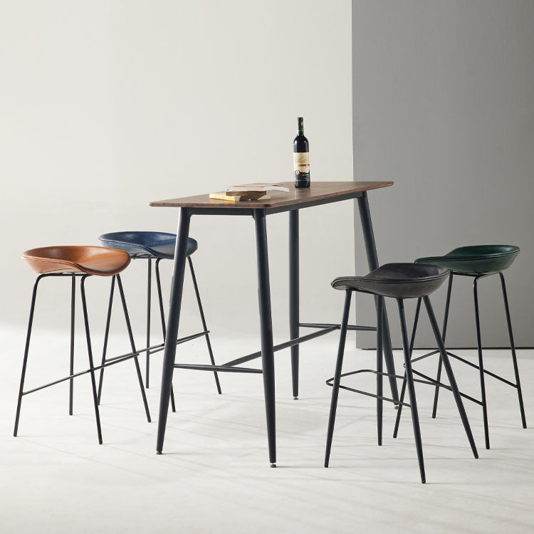 Zeitgenössischer mattes Finish Leder Barstool Low Back Coffee Shop Hocker