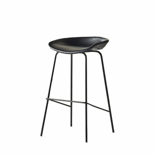 Contemporary Matte Finish Leather Barstool Low Back Coffee Shop Stool Black 1 Piece Counter Stool(26"H)