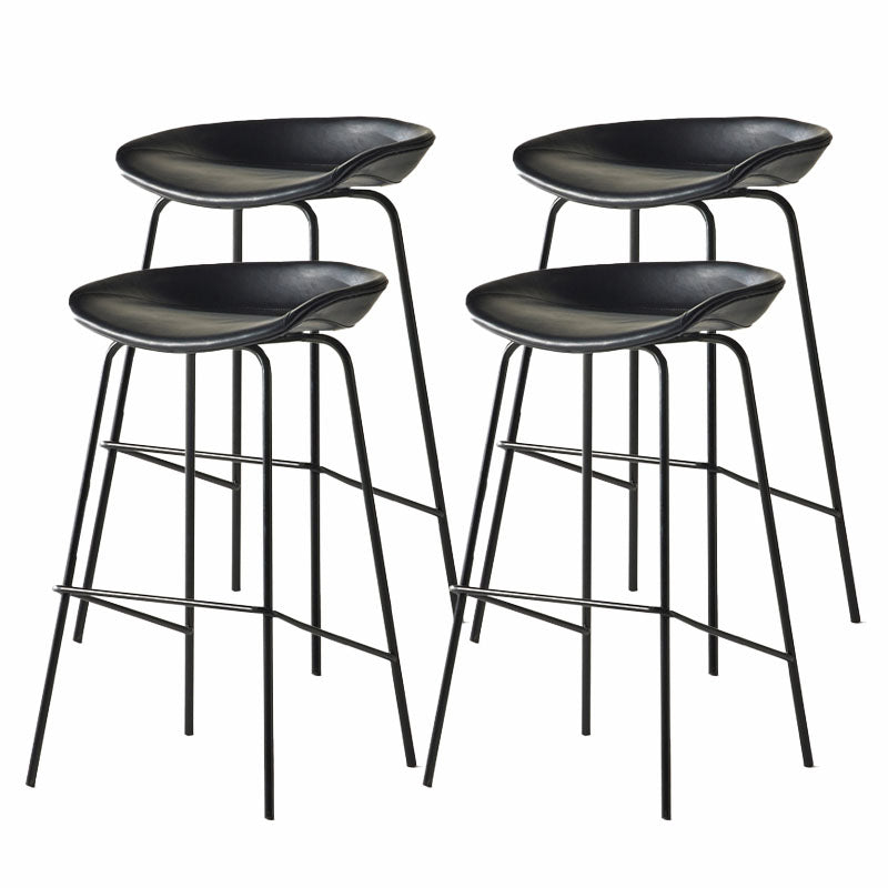 Zeitgenössischer mattes Finish Leder Barstool Low Back Coffee Shop Hocker