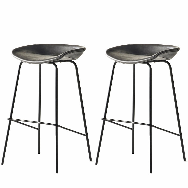 Zeitgenössischer mattes Finish Leder Barstool Low Back Coffee Shop Hocker