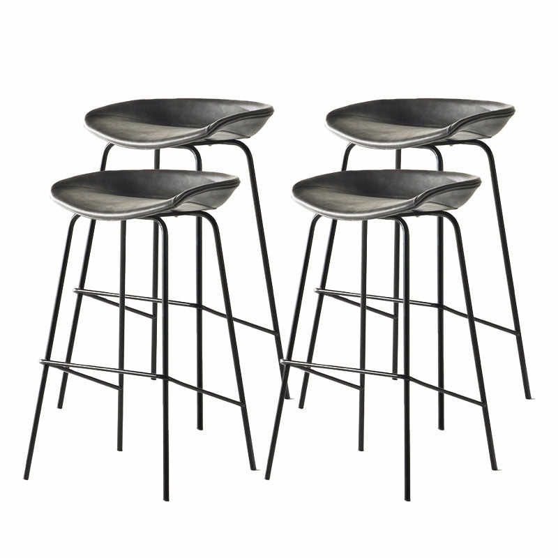 Zeitgenössischer mattes Finish Leder Barstool Low Back Coffee Shop Hocker
