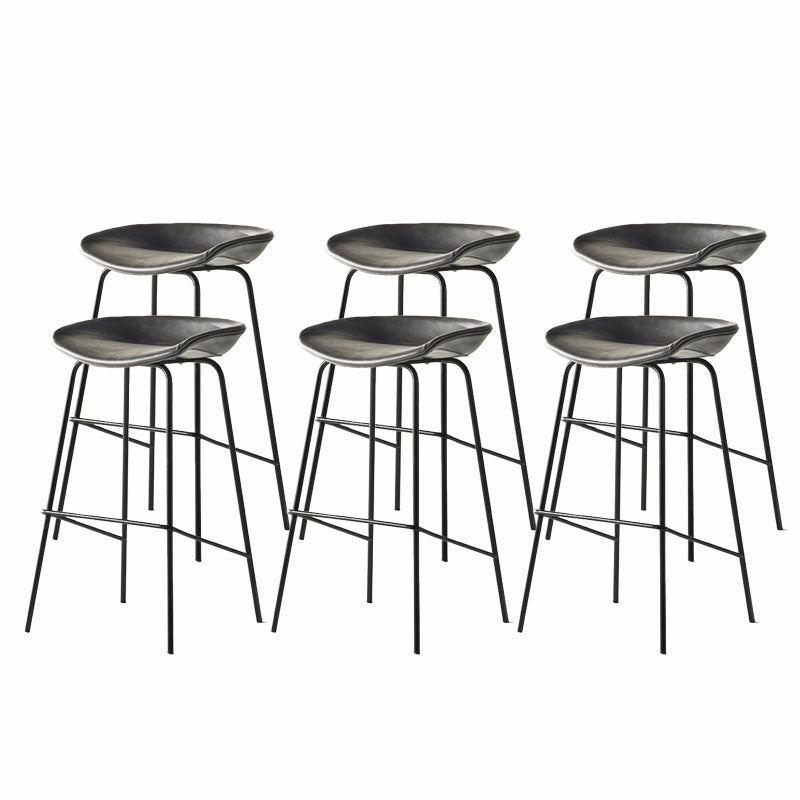 Zeitgenössischer mattes Finish Leder Barstool Low Back Coffee Shop Hocker
