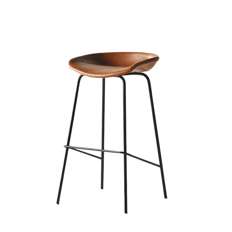 Eigentijdse matte afwerking lederen barstool low back coffeeshop ontlasting