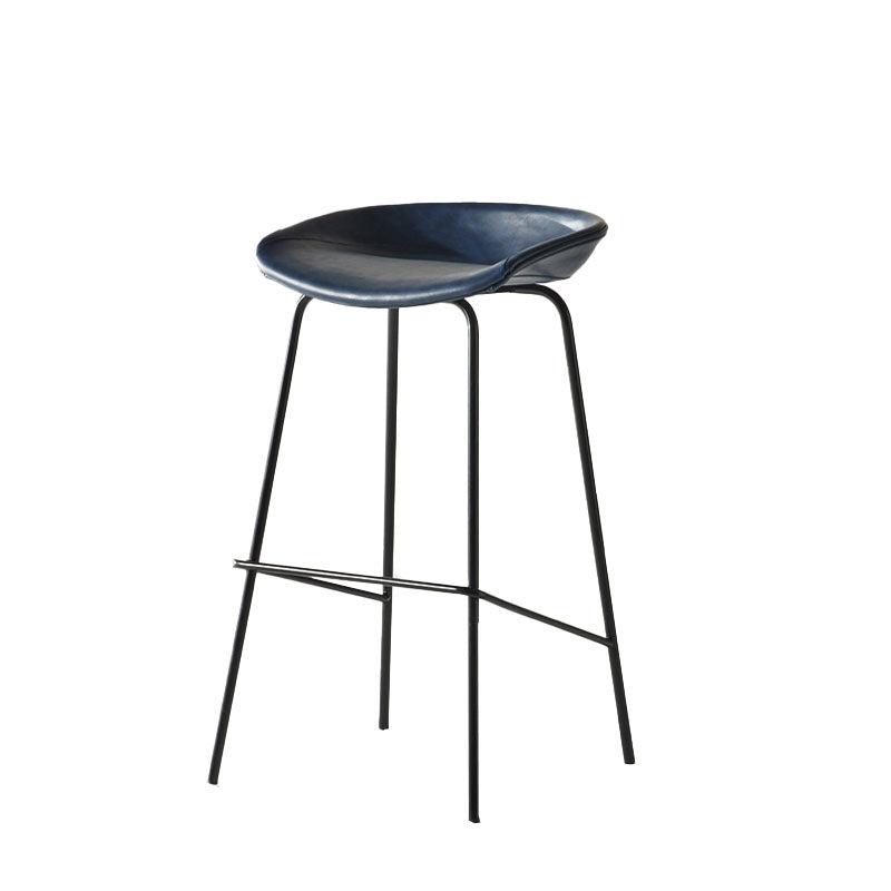 Zeitgenössischer mattes Finish Leder Barstool Low Back Coffee Shop Hocker