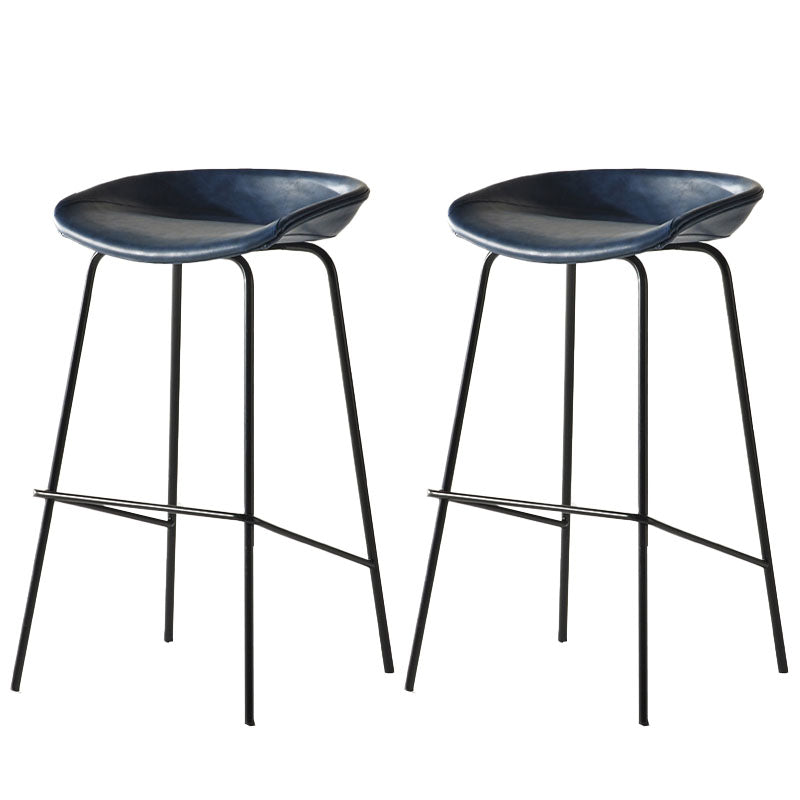 Zeitgenössischer mattes Finish Leder Barstool Low Back Coffee Shop Hocker