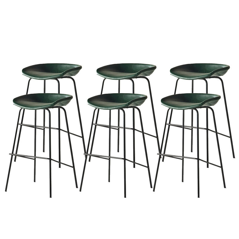 Zeitgenössischer mattes Finish Leder Barstool Low Back Coffee Shop Hocker