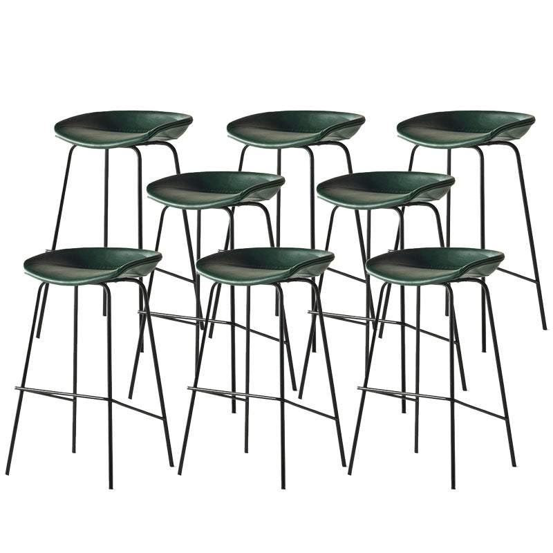 Zeitgenössischer mattes Finish Leder Barstool Low Back Coffee Shop Hocker