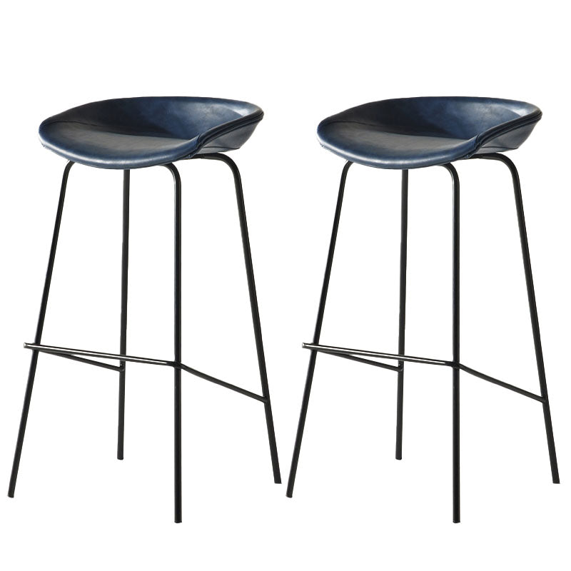 Contemporary Matte Finish Leather Barstool Low Back Coffee Shop Stool