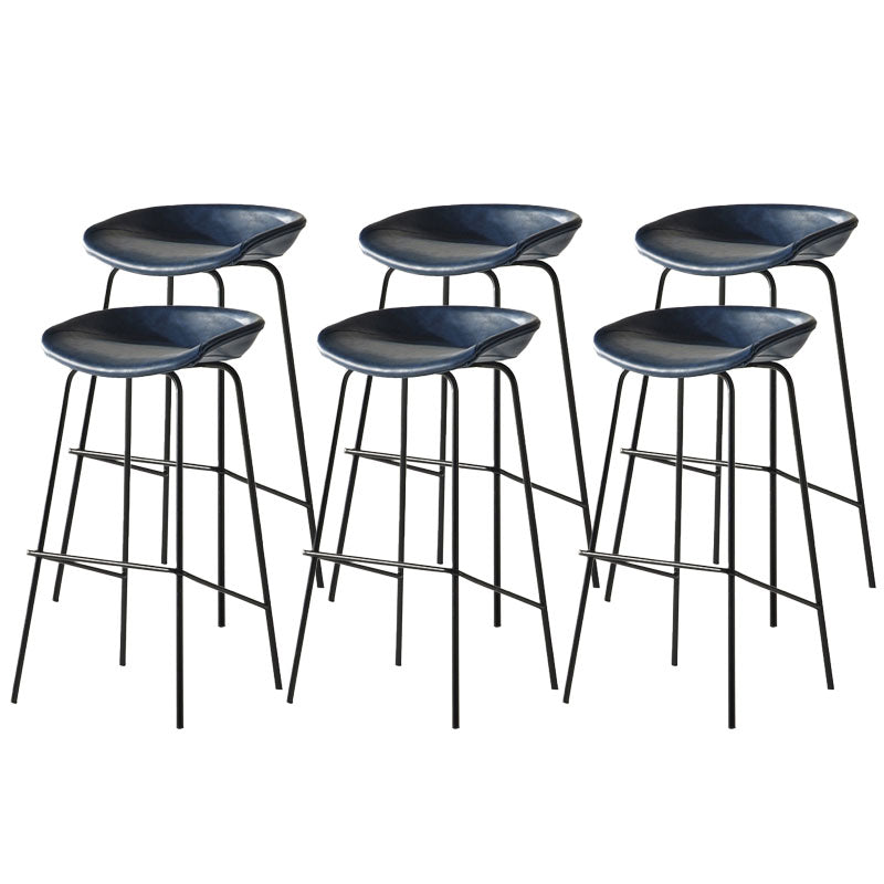 Zeitgenössischer mattes Finish Leder Barstool Low Back Coffee Shop Hocker
