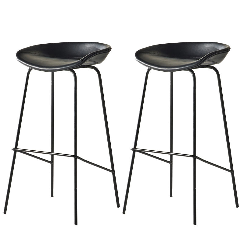 Zeitgenössischer mattes Finish Leder Barstool Low Back Coffee Shop Hocker