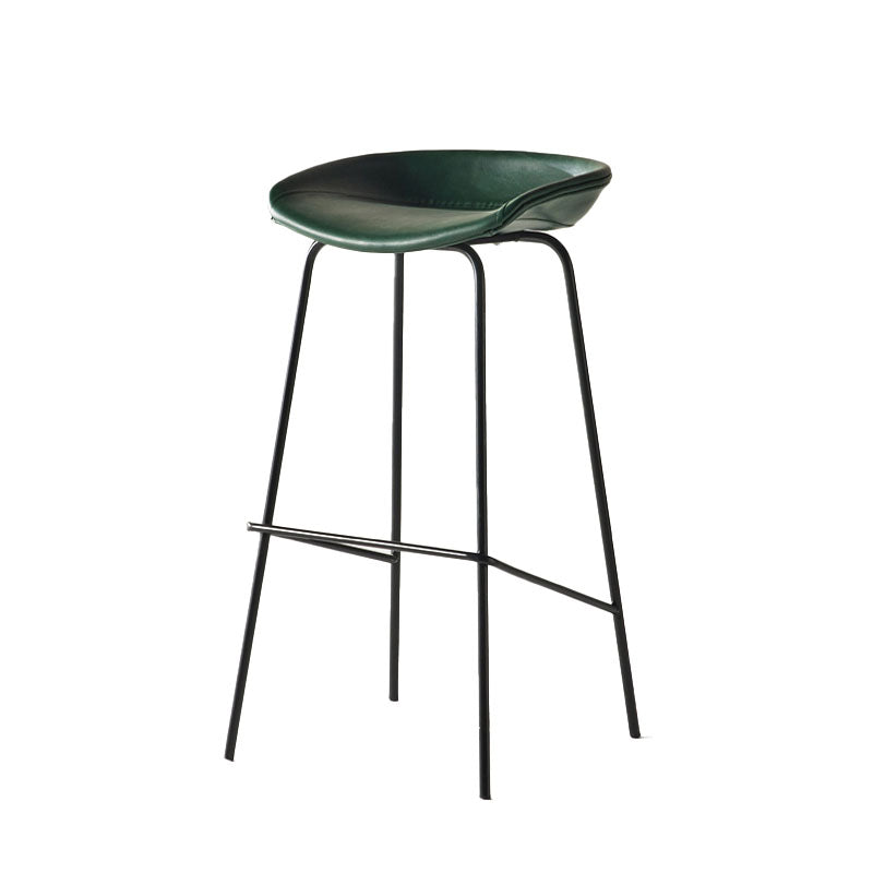 Contemporary Matte Finish Leather Barstool Low Back Coffee Shop Stool