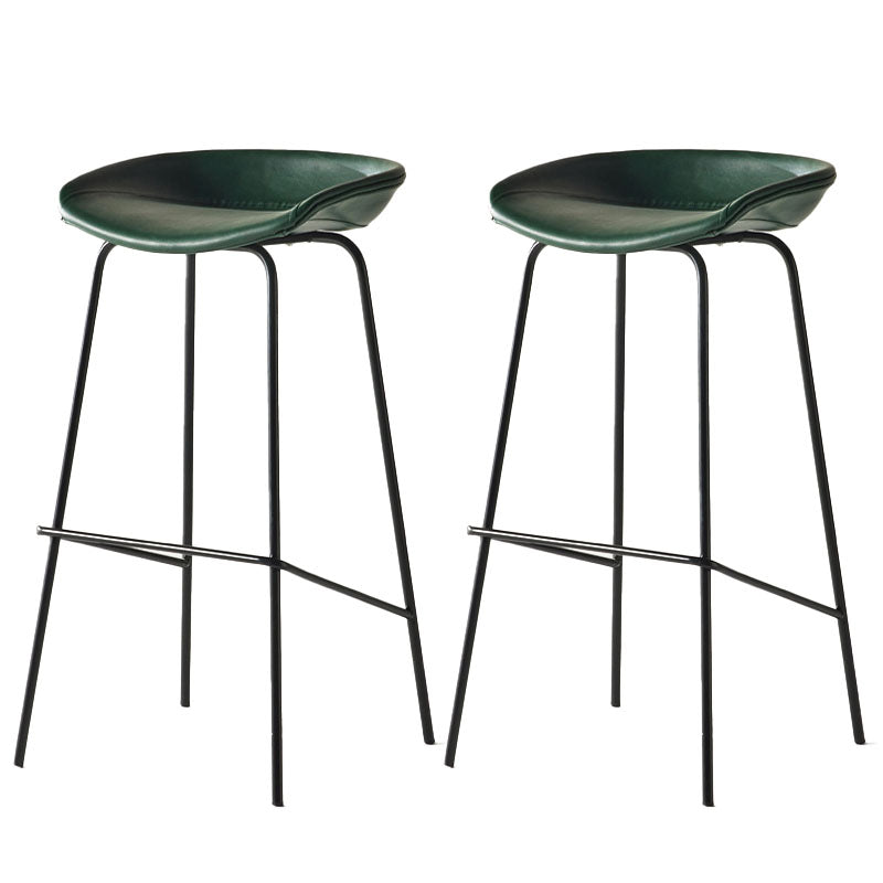Zeitgenössischer mattes Finish Leder Barstool Low Back Coffee Shop Hocker