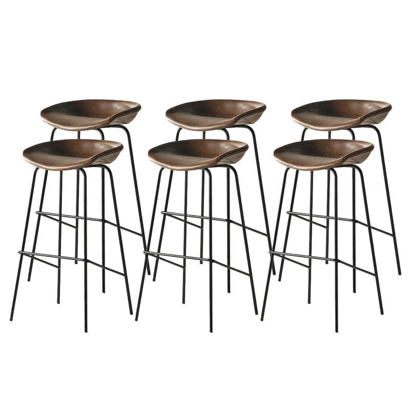 Zeitgenössischer mattes Finish Leder Barstool Low Back Coffee Shop Hocker