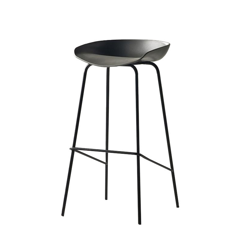 Zeitgenössischer mattes Finish Leder Barstool Low Back Coffee Shop Hocker