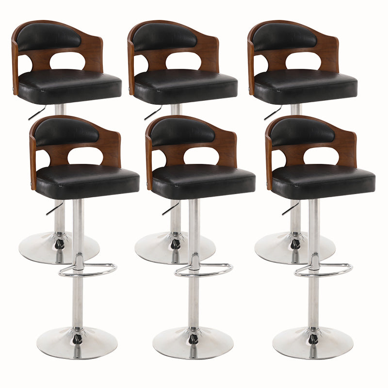 Contemporary Metal Barstool Faux Leather Counter Stool With Chrome Base 6 Piece Set Clearhalo 'Bar Furniture' 'Bar Stools' 'bar_stools' 'furn' 'furn_bar_stools' 'Furniture' 'Kitchen & Dining Furniture' 5617672