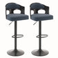 Contemporary Metal Barstool Faux Leather Counter Stool With Chrome Base Blue-Black 2 Piece Set Clearhalo 'Bar Furniture' 'Bar Stools' 'bar_stools' 'furn' 'furn_bar_stools' 'Furniture' 'Kitchen & Dining Furniture' 5617675