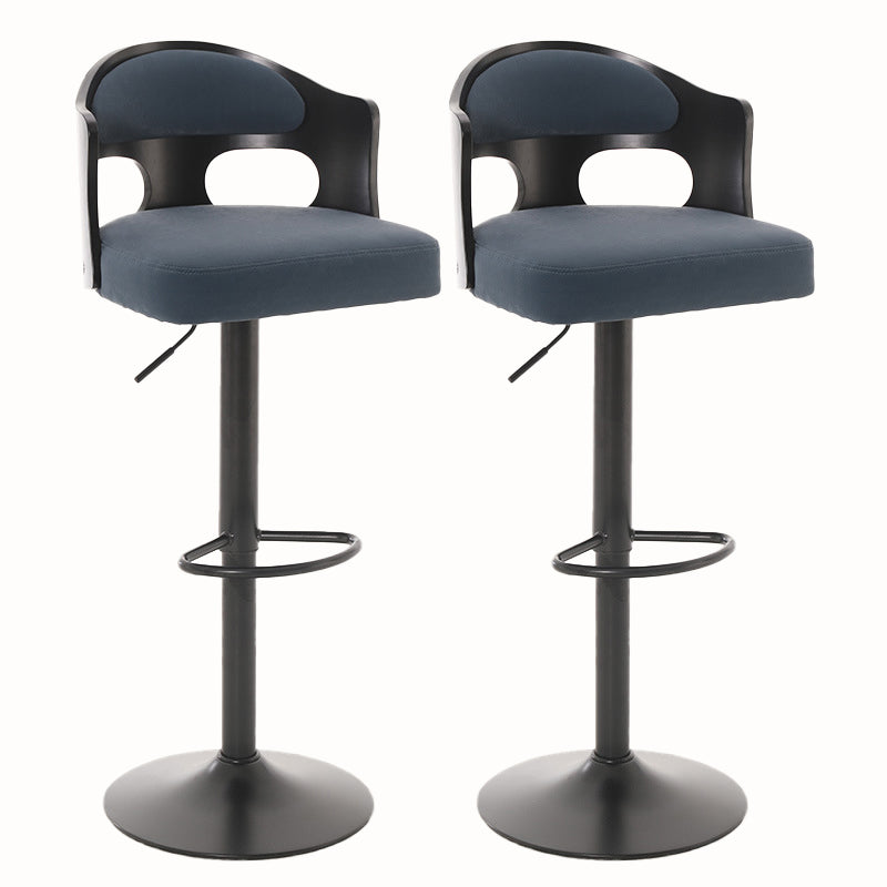 Contemporary Metal Barstool Faux Leather Counter Stool With Chrome Base Blue-Black 2 Piece Set Clearhalo 'Bar Furniture' 'Bar Stools' 'bar_stools' 'furn' 'furn_bar_stools' 'Furniture' 'Kitchen & Dining Furniture' 5617675