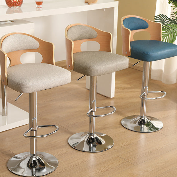 Contemporary Metal Barstool Faux Leather Counter Stool With Chrome Base Clearhalo 'Bar Furniture' 'Bar Stools' 'bar_stools' 'furn' 'furn_bar_stools' 'Furniture' 'Kitchen & Dining Furniture' 5617679
