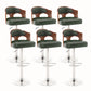 Contemporary Metal Barstool Faux Leather Counter Stool With Chrome Base Brown-Green-Yellow 6 Piece Set Clearhalo 'Bar Furniture' 'Bar Stools' 'bar_stools' 'furn' 'furn_bar_stools' 'Furniture' 'Kitchen & Dining Furniture' 5617684