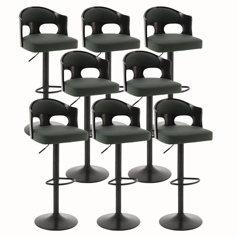 Contemporary Metal Barstool Faux Leather Counter Stool With Chrome Base Black Green 8 Piece Set Clearhalo 'Bar Furniture' 'Bar Stools' 'bar_stools' 'furn' 'furn_bar_stools' 'Furniture' 'Kitchen & Dining Furniture' 5617689